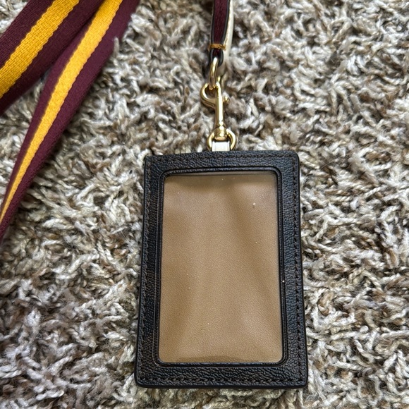 Coach Black and Cream Card Holder with Maroon Lanyard - Picture 2 of 2